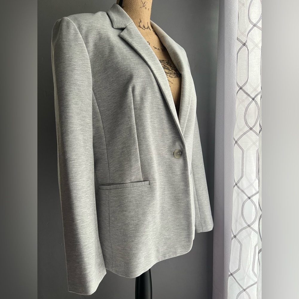 Express Light Gray Single-Button Blazer - image 2